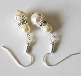 Bridesmaids pearl earrings, Sterling silver, Swarovski pearl crystal earring, Flower girl, Pearl drop earring, Bridesmaid jewelry gift
