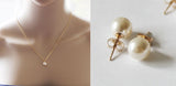 Bridesmaid gift SET-Silver Pearl necklace earrings-Bridesmaid earrings-Rose gold Wedding gift-Bridal jewelry set-Bridesmaid Earring bracelet