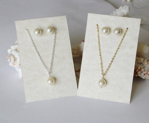 Wedding pearl gift SET- Pearl Necklace Earrings SET- Bridesmaid gift SET- Wedding jewelry set- Bridesmaid jewelry- Wedding gift set- Bridal