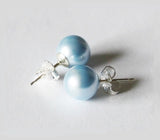 6mm, 8mm Light blue Swarovski pearl stud earrings- blue pearl stud bridesmaid earrings Blue pearl earrings- Bridal party - Bridesmaid gifts
