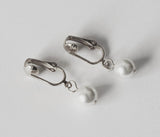 Clip on pearl drop earrings- Non-pierced ears - Pearl clip on earrings- Silver or gold clip on earrings- Bridesmaid earrings- flower girl