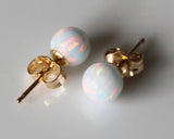 14K gold filled 6mm Mulitple color opal gold earring studs, opal ball studs, opal earrings, Opal jewelry, Birthday, Christmas gift for her