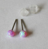 Niobium or Titanium opal earrings, 4mm or 6mm Pink opal ball Studs, Hypoallergenic, pink opal studs, sensitive ears, Titanium earrings