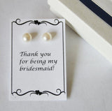 Set of 9 pairs 8.5 mm bridesmaids pearl earrings, Real pearl earrings, 9 sets Pearl earrings, wedding, Bridesmaid jewelry, Bridesmaid gift