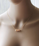 Real Champagne pearl necklace- Golden champagne fresh water pearl necklace- Gold pearl necklace- Bridesmaid necklace - Three Pearl necklace