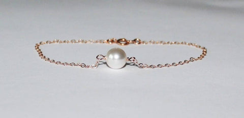 Rose gold pearl bracelet- bridesmaid bracelet- 14K Rose Gold filled bracelet- Gold pearl bracelet- Wedding bracelet jewelry- Bridal gifts