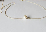 Large pearl floating necklace -14K Gold fill necklace -Gold pearl necklace -Bridesmaid necklace - Bridesmaids gifts- Wedding pearl necklace