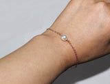Rose gold pearl bracelet- bridesmaid bracelet- 14K Rose Gold filled bracelet- Gold pearl bracelet- Wedding bracelet jewelry- Bridal gifts