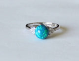 Opal ring, Cubic Zirconia and opal ring, Blue opal ring, Birthstone ring, Opal gifts, Opal jewelry, Blue green opal ring, Christmas gifts