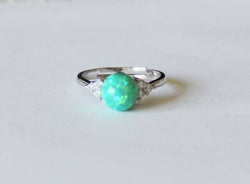 Opal ring, Cubic Zirconia opal ring, Green opal ring, Birthstone ring, Opal gift, Opal jewelry, Green opal ring, Christmas gift for her