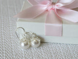 SET of 6 pairs large leaf pearl earrings, Gold pearl earrings, Bridesmaid earrings, Large pearl drop earrings, Cream pearl, Bridesmaids gift