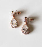Personalized Rose gold Tear Drop Earrings Wedding Earrings Hypoallergenic Bridal Jewelry cubic zirconia Crystal Earring Bridesmaid gift