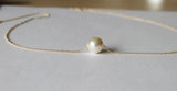 Large pearl necklace- Sterling Silver- 14K gold fill -White pearl necklace- Floating pearl- Bridesmaid pearl necklace-Bridesmaids gift