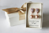 10mm pearl Bridesmaid gift Bridesmaid earrings necklace SET Large pearl earrings Tear drop zirconia earrings Bridal jewelry rose gold studs