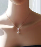 Bridesmaid gift Large Pearl and CZ jewelry Bridesmaid necklace earrings SET Tear drop bridesmaid earrings Bridal jewelry bridal party gift