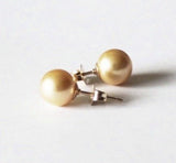 6mm, 8mm Gold Swarovski pearl stud earrings - 14K Gold filled- Gold pearl earrings - gold pearl studs- bridesmaid earrings- Gold earrings