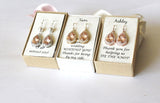 Champagne bridesmaid earrings, Rose gold champagne CZ earrings Champagne Morganite Bridesmaid gift Bridal shower bridesmaid earring necklace