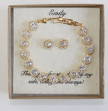 Personalized Bridal bracelet earrings set, bridesmaids gift, Bridal bracelet, Bridesmaids necklace earrings, Engraved bridal gifts