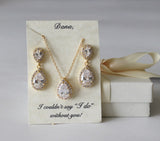 Custom personalized bridesmaid necklace earrings set, Bridesmaid jewelry, Bridesmaid earrings, Bridesmaid necklace, Bridal jewelry gift
