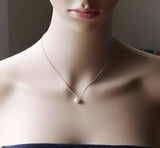 Bridesmaid gift -Rose Gold pearl necklace- Pearl pendant necklace- Bridesmaid necklace- Bridal party jewelry- Wedding necklace- Adjustable