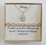 Custom CZ bridesmaid set, Personalized bridesmaid earrings, Necklace earrings bracelet set, bridesmaid gift, Bridesmaid bracelet earrings