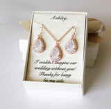 Opal CZ bridesmaid earrings, Tear drop cubic zirconia necklace earrings set, Bridesmaid gift, Bridal jewelry, Opal earrings, Bridesmaid gift