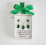 Emerald green bridesmaid earrings, Green Bridesmaid necklace earrings, bridesmaid bracelet, Emerald green bridesmaid gift, Bridal party gift