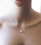 8mm fresh water pearl pendant necklace Bridesmaid necklace Floating pearl necklace 14K Rose gold filled Bridesmaid necklace Christmas gift