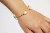 Large fresh water pearl gold bracelet, 14K gold filled bangle bracelet, Bridal bracelet, Birthstone bracelet, Mothers gift, Christmas gift