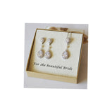 Bridal jewelry set, Back drop necklace, Wedding necklace, Wedding earring bracelet set, Bridesmaid gift, Bridal earrings, Bridesmaid earring