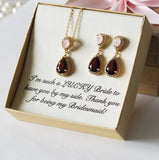 Burgundy pink opal bridesmaid jewelry set Burgundy bridesmaid earrings Pink opal bridesmaid gift Blush earrings Custom bridesmaid bracelet