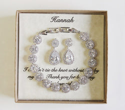 Personalized Bridesmaid jewelry, Bridesmaid earrings bracelet set, Bridesmaid necklace, Bridesmaid earrings bracelet set,Bridal jewelry gift
