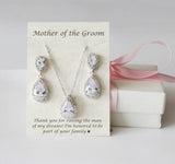 Mother of the groom gift set, Mother of the bride gift, Mother in law, mother wedding gift, Mother wedding earrings,Sterling silver necklace