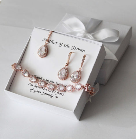 Personalized Mother of the groom gift, Mother of the bride, Bridal earrings necklace set, Mother of the bride earrings, Mothers bracelet