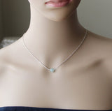 Aquamarine necklace, 8mm natural Aquamarine stone necklace, March birthstone necklace, Aqua blue gemstone necklace, Birthday birthstone gift