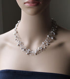 Silver grey real pearl multi strand floating Necklace Sterling silver pearl illusion necklace Gray pearl necklace Mother gift Birthday gift