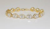 Custom bridesmaid bracelet, Tear drop halo CZ bracelet, Cubic Zirconia rose gold bracelet, Bridesmaid jewelry, Bridesmaid wedding gift