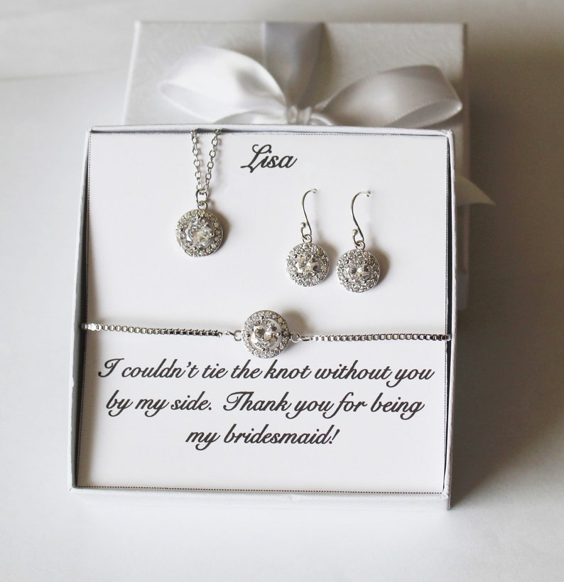 Personalized tie the knot bracelet and earrings set. Bridesmaids gift –  pearlland88