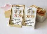Bridesmaid gift Large Pearl and CZ jewelry Bridesmaid necklace earrings SET Tear drop bridesmaid earrings Bridal jewelry bridal party gift