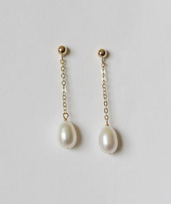 Sterling silver genuine pearl ball post earrings Long pearl earrings Bridesmaid earrings Bridesmaid gift Wedding earrings Bridal party gift