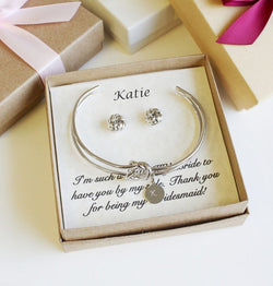 Personalized knot bracelet earrings set, Fresh water pearl, Double knot bracelet, Bridesmaid gift, Tie the knot earrings, Bridesmaid earring