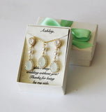 Opal light mint bridesmaid necklace earrings set, Bridesmaid earrings gift, Bridesmaid jewelry set, mint green earrings, Opal wedding set 7