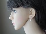 Custom pearl color bridesmaid earrings, Bridal bracelet earrings set, Blush pink cubic zirconia bridesmaid gift, Light Pink wedding earrings