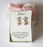 Custom pearl color bridesmaid bracelet earrings set flower cubic zirconia bridesmaid earrings necklace gift bridesmaid wedding party jewelry