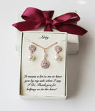 Bridesmaid earrings, bracelet necklace set, Cubic zirconia and pearl gift, Bridesmaid earrings, Bridesmaid jewelry set, Wedding jewelry set