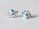 Custom Light blue bridesmaid earrings Bridesmaid gift Pearl necklace bracelet earrings SET Blue bridal earrings Bridesmaid necklace earrings