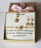 Wedding necklace earrings bracelet set, Bridesmaid earrings, Bridal bracelet earrings set, Bridal party gift, Bridesmaid necklace earrings