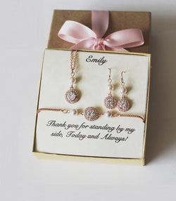 Wedding necklace earrings bracelet set, Bridesmaid earrings, Bridal bracelet earrings set, Bridal party gift, Bridesmaid necklace earrings