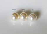 Custom pearl color wedding earrings, Bridesmaid necklace bracelet earrings set, Bridal party gift set Round pearl earrings CZ Pearl necklace