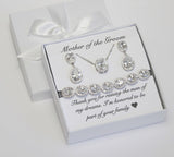Mothers gift, Custom Engraved Mother of the groom set, Mother of the bride gift, Oval CZ mother bracelet, Mother earrings,Mother in law gift
